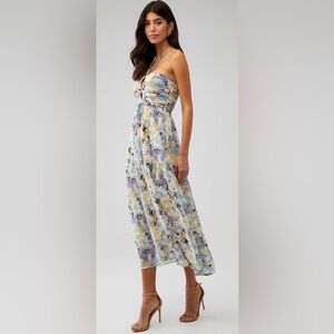 ASTR Floral Maxi Dress in Blue and Yellow